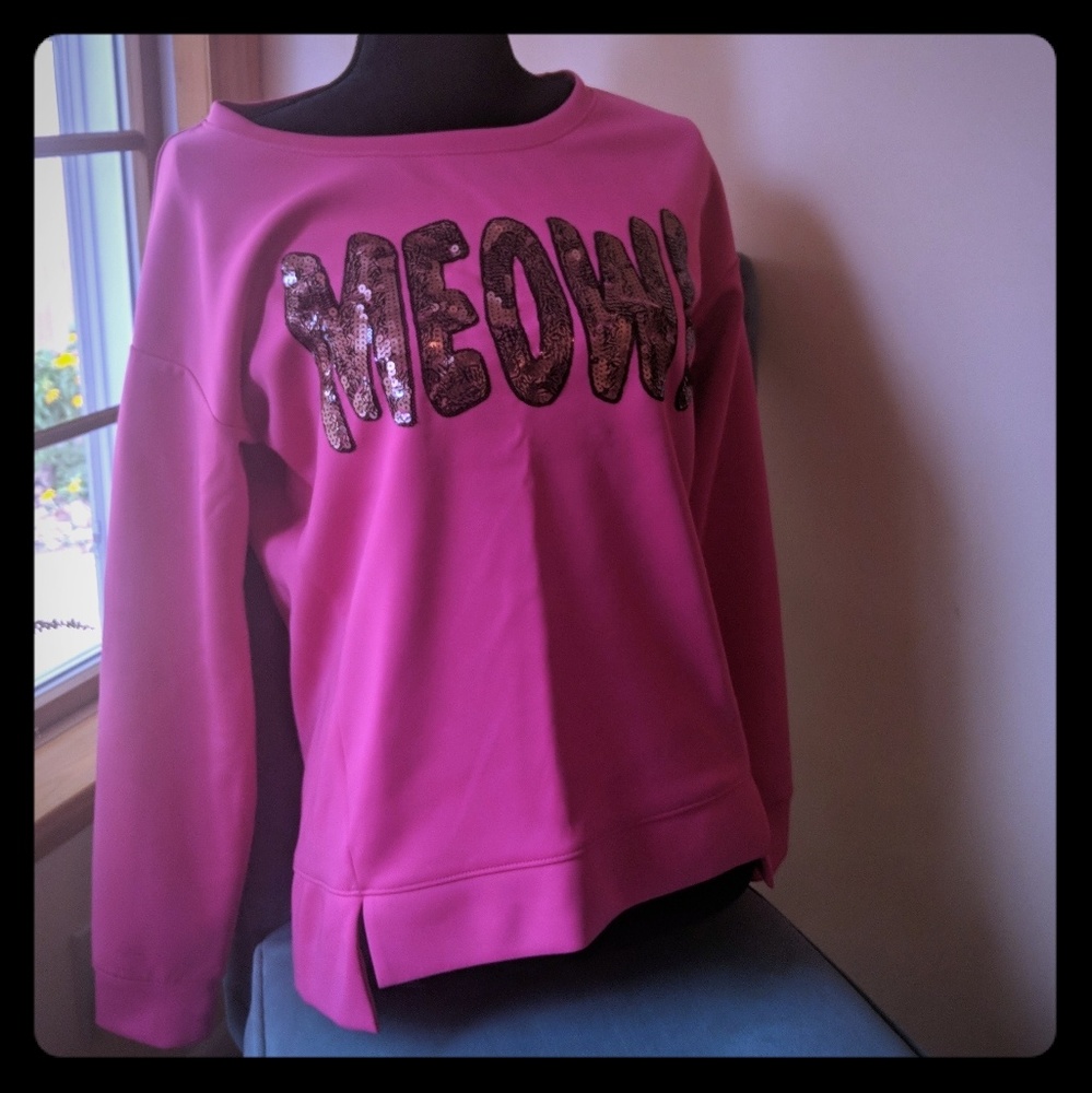 Juicy Couture Sparkling Sequin "MEOW" Pullover me